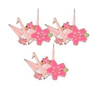 Operitacx Spille a Forma di Gru Origami e Fiore di Ciliegio in Metallo, Set da 3 Pezzi per Vestiti Delicati e Accessori Natalizi, Design Smaltato e Durevole