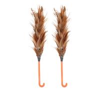 Operitacx Spolverino in Piume Set 2 Pezzi Manico Resistente, Spazzola la Pulizia di Mobili, Pulitore Polvere Flessibile per Casa, Ufficio, Auto, per Punti Colore Casuale Stile Casuale