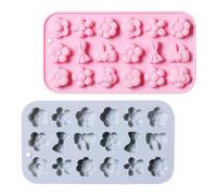 Operitacx Stampi per Cioccolato Stampi Multiuso Resistenti al Calore in Silicone Flessibile 18 Cavità a Forma di Fiore e Fiocco, Set da 2 Adatti per Dolci, Caramelle e Decorazioni Fai da