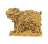 Operitacx Statuetta in resina di pecora dorata - Statua in miniatura di animale dello zodiaco cinese - Ornamento in resina a forma di pecora, statua di montone Feng Shui per la decorazione del