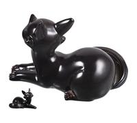 Operitacx Statuina da Tavolo a Forma di Volpe in Resina Nera, Decorazione Stabile e Cambiacolore per Collezione di Amanti del Tè e Arredo Casa