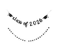 Operitacx Striscione Laurea 2026 Glitterato Nero Cappelli da Laureato, Ghirlanda Decorativa per Feste di Laurea e Diplomi, Decorazione da Parete Resistente per Eventi Scolastici