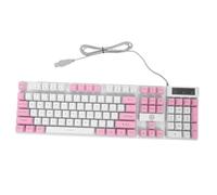 Operitacx Tastiera da Gioco Tasti Sospesi 104 Tasti Cablata P Rosa Retroilluminazione Rgb e Supporto Pieghevole in ABS Ergonomica per Accessori Gaming