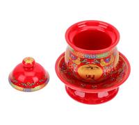 Operitacx Tazza Ceramica per Offerta Buddhista, Rossa, Rotonda, Elegante | Acqua Sacra e Altare D'incenso, Finitura Liscia, Stabile, Decorazione per Santuario e Yoga