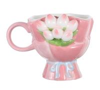 Operitacx Tazza da Caffè in Ceramica Rosa a Forma di Tulipano, Elegante e Resistente al Forno e Lavastoviglie, per Casa e Regali Speciali