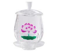 Operitacx Tazza D'acqua in Vetro Design a Loto Retrò per Uso Multiplo e Decorazione, per Templi Buddisti e Forniture Rituali Sacre