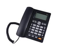 Operitacx Telefono Fisso da Ufficio Doppia Porta e Display Chiamate Nero | Plastica, Luminosità Lcd Regolabile e Impostazione P/t, Funzione Anti-furto Elettronica e Memoria Musica