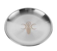 Operitacx Vassoio Rituale Rotondo da 14 Cm in Inossidabile e Decorativo, Porta e Candela, per e Cerimonie Sacre