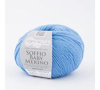 Ophelia Italy Soffio Baby Merino - Gomitolo Pura Lana Baby 50g - 020 Celeste - Filato soffice e lineare in 100% Lana Merino fine irrestringibile, gomitoli lana offerta