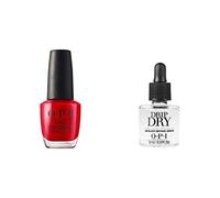 OPI Nail Lacquer Smalto Big Apple Red 15 ml & Drip Dry Lacquer Drying Drops Gocce Asciugasmalto 8 ml