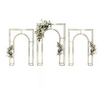 OPIGJUFD Arco Nuziale Kit di Supporto for fondale ad Arco Geometrico for Matrimonio, 1/3 Pezzi - Cornice for composizioni Floreali in Oro Scintillante per Matrimoni(Hiny Gold 3pcs)