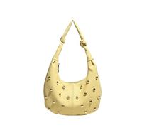 OPIGJUFD Borsa A Secchiello Con Rivetti Borsa a tracolla Hobo con rivetti a fungo, borsa a mano Crescent Dumpling, pochette borchie in metallo, tote compatta ed elegante da donna Datazione(Yellow)