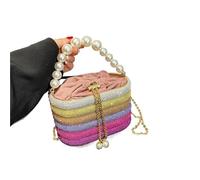 OPIGJUFD Borsa Con Strass Borse da sera di lusso for donna, borsa a tracolla con catena e perline perle abbaglianti, pochette for cena feste, borse firmate Cena(Colorful)