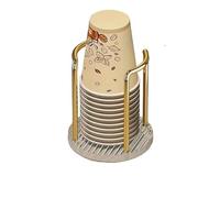 OPIGJUFD Portabicchieri Di Carta Coffee Cups Rack With Bamboo Base Disposable Beverage Drinking Paper Cup Holder For Party Office Home Kitchen Magazzinaggio(Gold-A)