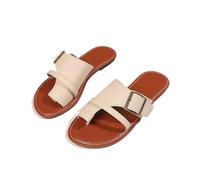 OPIGJUFD Sandali gladiatore Ciabatte retrò con punta a clip for donna, estive, casual, piatte, da spiaggia, cinturino fibbia, scarpe romane, suola morbida Para emparejar