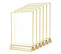 OPIGJUFD Supporto Numero Posto Portacartelli con cornici dorate, porta numeri da tavolo trasparenti for matrimoni, porta menù, porta ricette, portafoto, espositore for foto(Color-A)