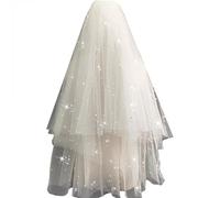 OPIGJUFD Velo Da Sposa Velo Da Sposa In Pizzo Bianco Con Perline, Morbido E Trasparente A Doppio Strato Sposare(WHITE,90cm)