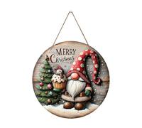 Opilroyn Decorazione Natalizia per Porta - Cornice da Parete, con Gnomo di Natale per la | Babbo Natale in Legno di Natale, Rotonda con Motivo Albero di Gnomo, Decorazione Natalizia, Ornamenti