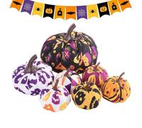 Opilroyn Fake Pumpkins - 7 Piece Realistic Fabric, Small Fall Harvest Decor