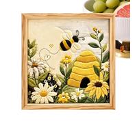Opilroyn Punch Fabric Art Kit - Bee Flower Embroidery, Framed Craft Set
