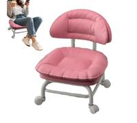 Opilroyn Rolling Low Stool with Backrest - Swivel Chair, Padded Seat