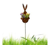 Opilroyn Supporto esterno per piante, vaso in metallo rustico e adorabile, decorazione da giardino di Pasqua e insegne, per esterni, giardino, cortile, bonsai e