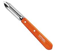 Opinel - Coltello sbucciatore n. 115, in acciaio inossidabile Sandvik per destri e mancini, manico in legno di faggio arancione