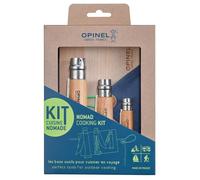 OPINEL - Kit da Cucina Nomade - Coltello Seghettato + Cavatappi + Pelapatate + Tagliere + Servietta - Lama in Acciaio Inossidabile, Manico in Legno di Faggio