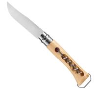 Opinel - N°10 Coltello Apribottiglie e Cavatappi per Picnic - Lama di 10 cm in Acciaio Inossidabile, Manico in Legno di Faggio, Anello di Sicurezza Virobloc, Fabbricazione Francese.