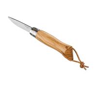 OPINEL - neo6 Opiflex Olivier - Coltello Tascabile Tradizionale - Lama 7 cm in Acciaio Inox, Manico in Legno d'Ulivo Verniciato a Grana Mediterranea, OPIFLEX Senza Blocco, Laccetto in Pelle