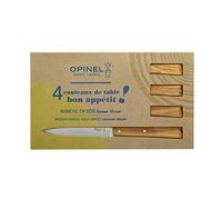 Opinel - Set di 4 Coltelli da Tavola N°125 Bon Appétit Sud - Lama in Acciaio Inossidabile - Manico in Legno di Olivo - Garanzia a Vita - Fabbricazione Francese - Colore Naturale