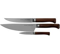 Opinel - Set Trio Les Forgés 1890, 1 Coltello da Chef, 1 Coltello da Taglio, 1 Coltello da Ufficio - Acciaio Inossidabile, Legno di Faggio, Full Tang - Garanzia a Vita