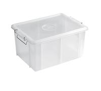 OPIROS Contenitore Con Coperchio Cassetta Box Conservazione E Trasporto Alimenti Portaimpasto Cucina Lavanderia Garage Ufficio Casa (cm. 60x41x30h, Trasparente)