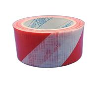 OPIROS Nastro Telato Americano Universale 50 mm x 25 metri Impermeabile Isolante Aderente Multi Superficie Resistente Rinforzato Multiuso (Segnaletico Rosso/Bianco)