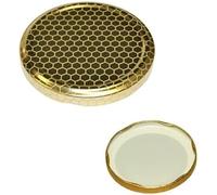 Opiros Promo Capsule Alveolate Per Barattoli Miele Conserve Coperchi Dorati Con Disegno Alveare Per Vasetti Vetro (Diametro mm.53 Pezzi 100)