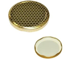 Opiros Promo Capsule Alveolate Per Barattoli Miele Conserve Coperchi Dorati Con Disegno Alveare Per Vasetti Vetro (Diametro mm.82 Pezzi 100)