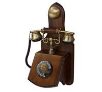 Opis 1921 Cable Legno Modelo D: Telefono fisso da parete vintage, ideale per la casa, un design retrò che ricorda i telefoni antichi a muro di una volta.