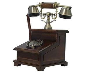 Opis Technology 1921 Cable Modello E Telefono Fisso di Stile Antico | Legno massiccio con disco combinatore e campana in metallo. Vintage idea regalo, compatibile router fibra.