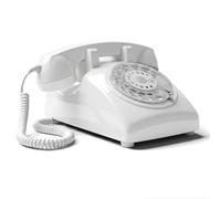 Opis 60s Cable: Telefono fisso vintage da casa, telefono a rotella stile anni '80, per un tocco classico Bianco