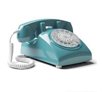 Opis Technology 60s Cable Telefono Vintage Fisso a Disco - Telefono Fisso Casa Retrò Anni 60 con Vera Suoneria Metallica e Disco Combinatore Meccanico - Azzurro