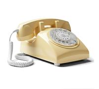 Opis Technology 60s Cable Telefono Vintage Fisso a Disco - Telefono Fisso Casa Retrò Anni 60 con Vera Suoneria Metallica e Disco Combinatore Meccanico - Beige