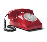 Opis Technology 60s Cable Telefono Vintage Fisso a Disco - Telefono Fisso Casa Retrò Anni 60 con Vera Suoneria Metallica e Disco Combinatore Meccanico - Rosso