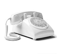 Opis Technology 60s Cable Telefono Vintage Fisso a Disco - Telefono Fisso Casa Retrò Anni 60 con Vera Suoneria Metallica e Disco Combinatore Meccanico - Bianco