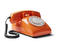Opis 60s Cable: Telefono fisso vintage da casa, telefono a rotella stile anni '80, per un tocco classico Arancione