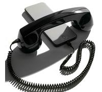 Opis Technology 60s Micro Cornetta Retro per Cellulare (Cavo Jack 3,5 mm + Adattatore Lightning) - per iPhone 7-14 - Design Anni ‘60, Nero (NON per Android)