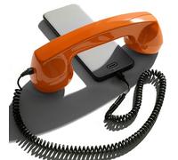 Opis Technology 60s Micro Cornetta Retro USB-C per Cellulare, Arancio | Design anni 60, cavo jack 3,5 mm con adattatore incluso. Compatibile Android, tablet, PC, iPhone 15 e oltre.