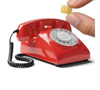 Opis Technology 60s Mobile 4G Telefono Retrò da Tavolo con SIM, Rosso | Disco rotante e vero campanello in metallo. Voice over LTE su reti 4G e 5G, senza linea fissa.