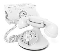Opis Technology FunkyFon Cable Telefono Fisso Vintage a Disco, Bianco | Apparecchio retro da collezione per casa, suoneria elettrica integrata. Stile antico, compatibile router.