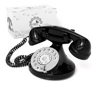 Opis Technology FunkyFon Cable Telefono Fisso Vintage a Disco, Nero | Apparecchio retro da collezione per casa, suoneria elettrica integrata. Stile antico, compatibile router.