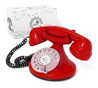 Opis Technology FunkyFon Cable Telefono Fisso Vintage a Disco, Rosso | Apparecchio retro da collezione per casa, suoneria elettrica integrata. Stile antico, compatibile router.